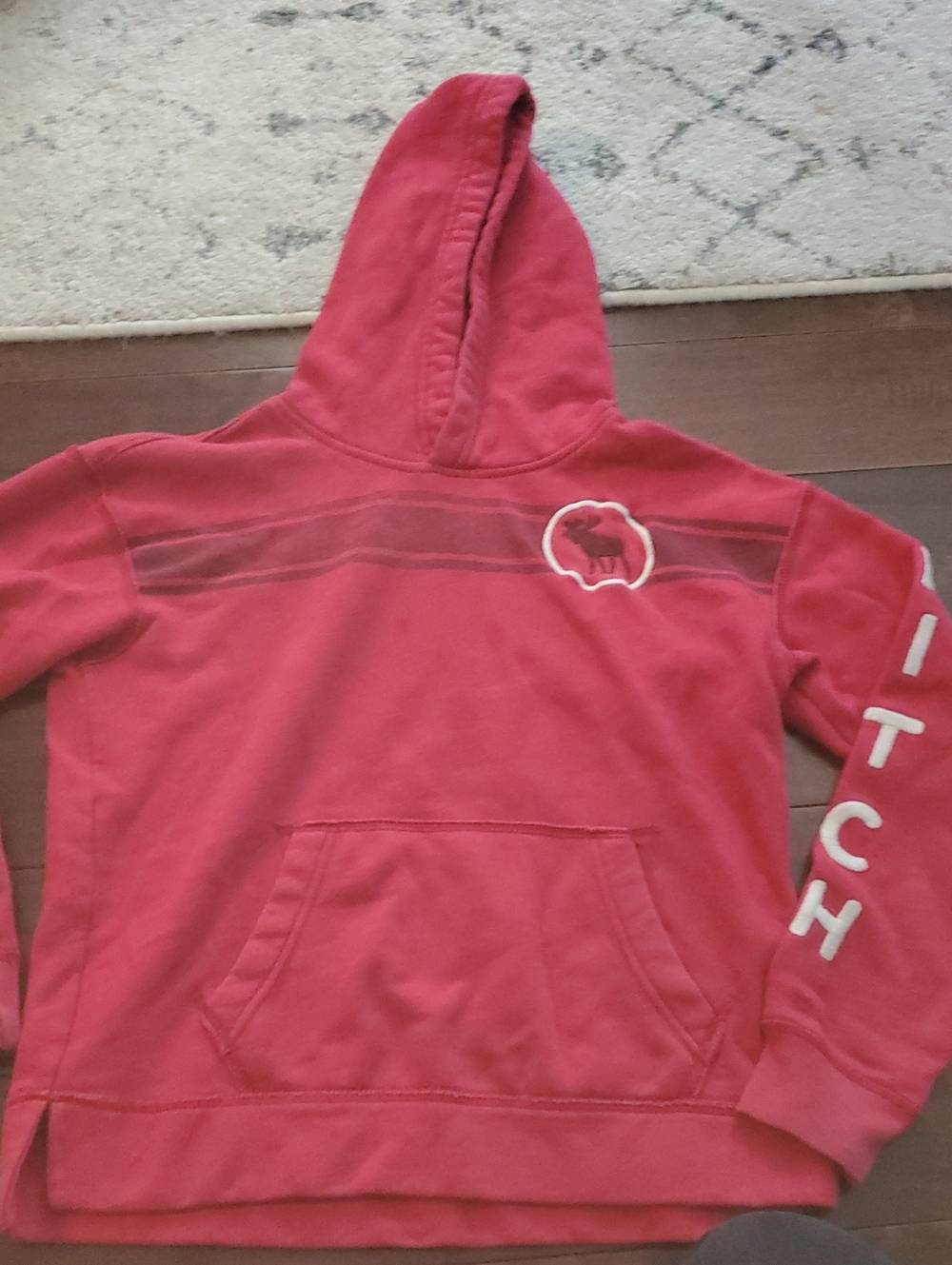 Abercrombie & Fitch Kids  Red Hooded Sweatshirt with Moose Patch Size 11-12